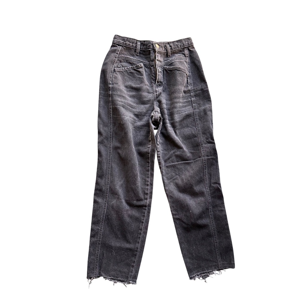 Lizwear Vintage High Waisted‎ Straight Leg Frayed Hem Black Jeans Size 6 2467